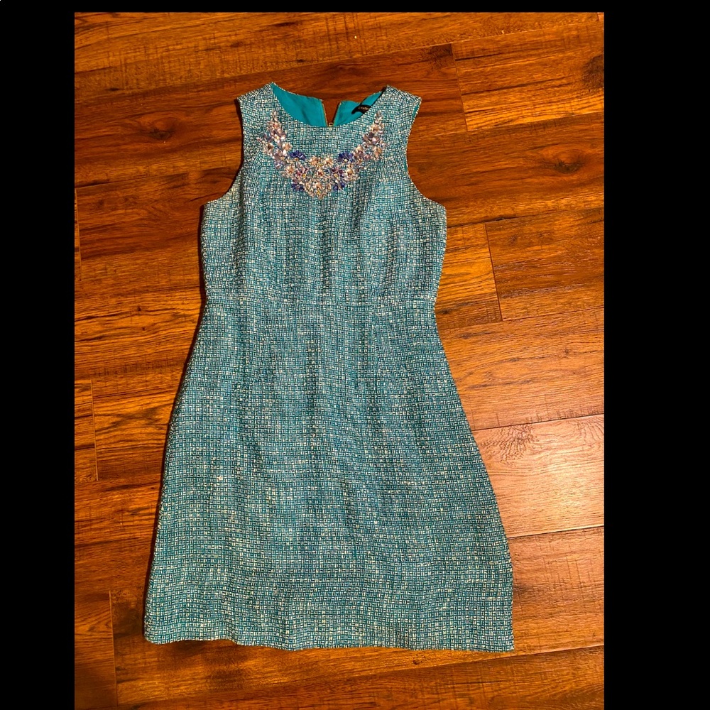 Turquoise Bejeweled Dress 👗 sz 4 Cynthia Steffe